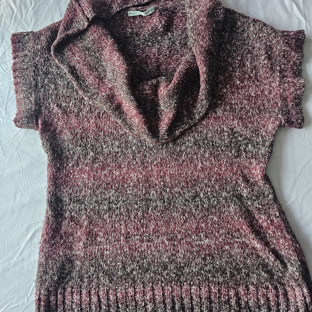 Maurices Burgundy and Gray Cowl Neck Sweater